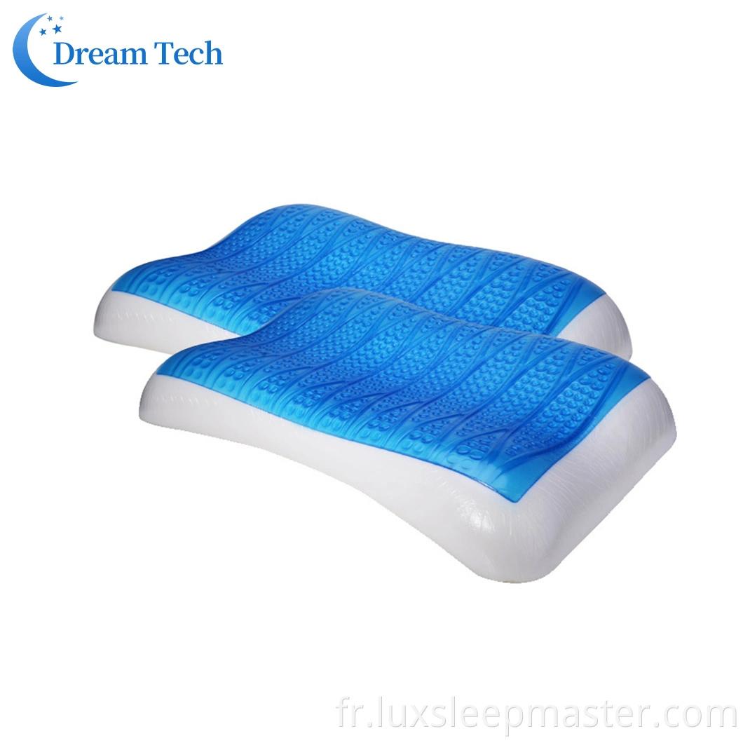 Commerce de gros de la Chine 100% coton cou personnalisé coussin de refroidissement oreiller en gel de mousse à mémoire de silicone